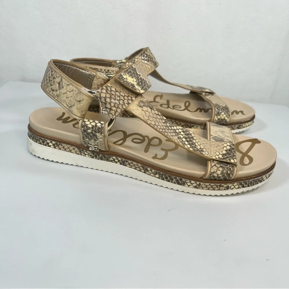 Sam Edelman Annalise Wheat Snake Print Platform Sandals Gorpcore Travel Size 7.5